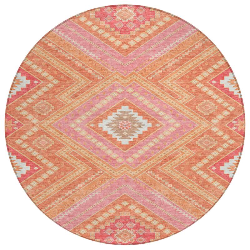 Machine Washable Indoor/ Outdoor Global Boho Chantille Rug