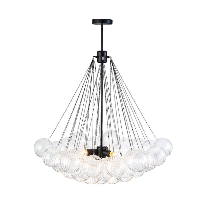 Modern 3-light Clear Ribbed Glass Globe Bubble Chandelier