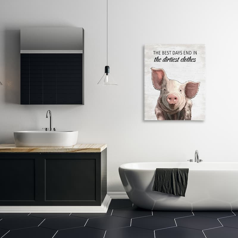 Stupell Best Days & Dirtiest Clothes Pig Canvas Wall Art Design By Lettered and Lined