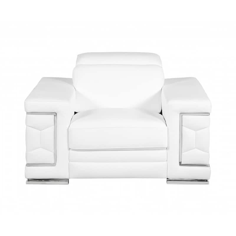 HomeRoots Three Piece Indoor White Italian Leather Six Person Seating Set