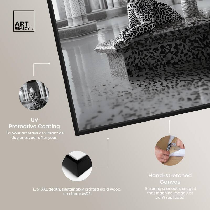 Peaceful Posing Leopard Noir Canvas by Art Remedy