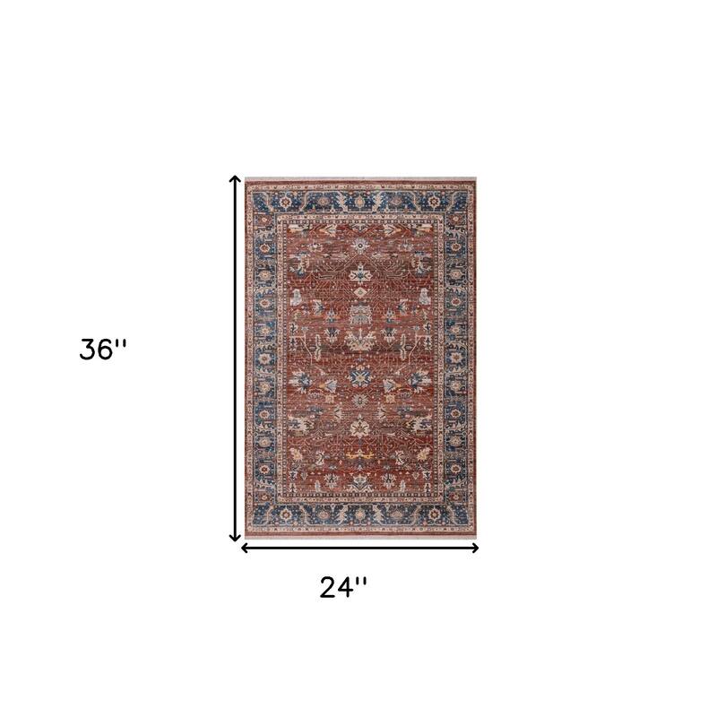 HomeRoots Oriental Traditional Rectangle Area Rug - 36.00 in. x 24.00 in. x 0.24 in.