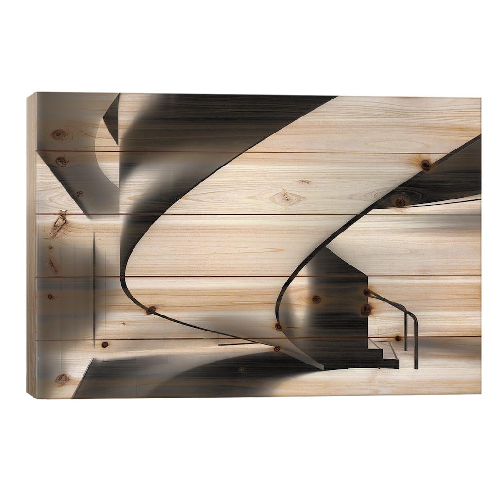 Staircase Print On Wood by Darren Kelland - Multi-Color