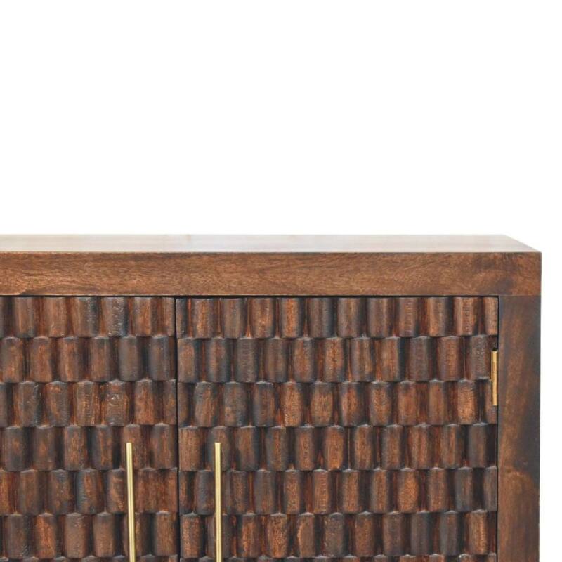 Artisan Furniture Solid Wood Vesta Textured Cabinet, Brown, 2-Doors