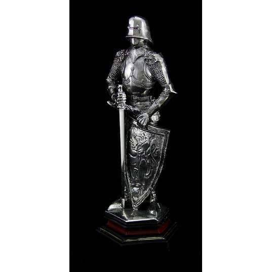 Medieval Knight In Armor Standing Holding Sword And Shield Statue 9 Inch Overstock 17846578