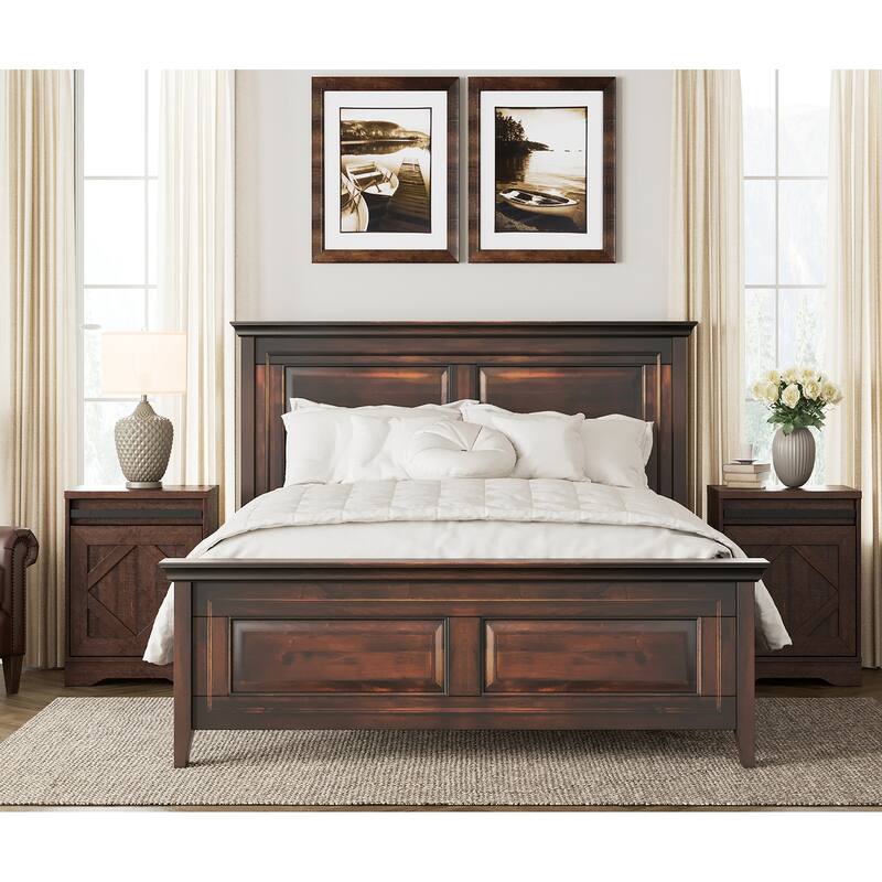 WAMPAT Farmhouse Nightstand with Drawer and Cabinet for Bed Room