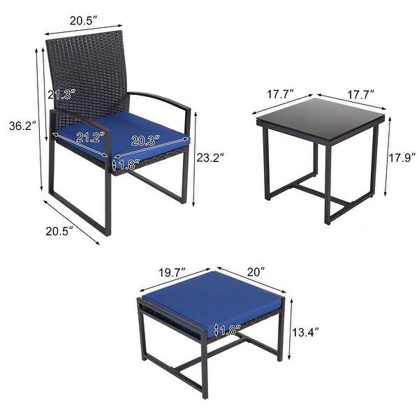 Shop Kinbor 5 Piece Patio Bistro Set Outdoor Furniture Conversation Set Wicker Porch Chairs And Ottomans W Cushions Table On Sale Overstock 29009537