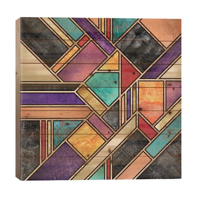 Colorful City Night Print On Wood by Elisabeth Fredriksson - Multi-Color
