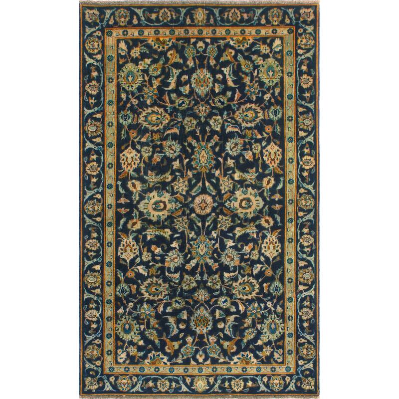 Fine Vintage Distressed Arthur Navy/Beige Rug - 3'9" x 6'3"