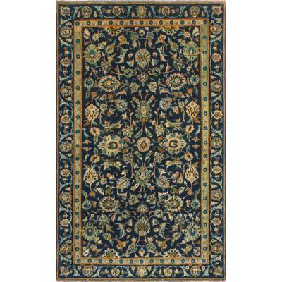 Fine Vintage Distressed Arthur Navy/Beige Rug - 3'9" x 6'3"