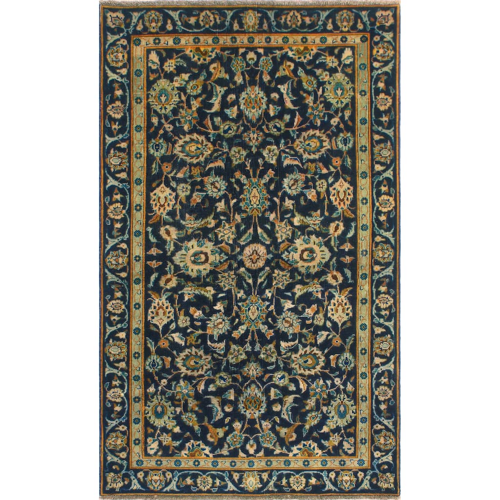 Fine Vintage Distressed Arthur Navy/Beige Rug - 3'9" x 6'3"