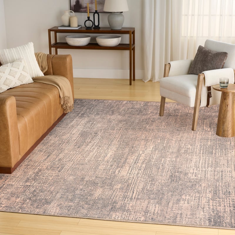 Nourison Botanical Washables Indoor only Abstract Area Rug - Taupe - 5' x 7'