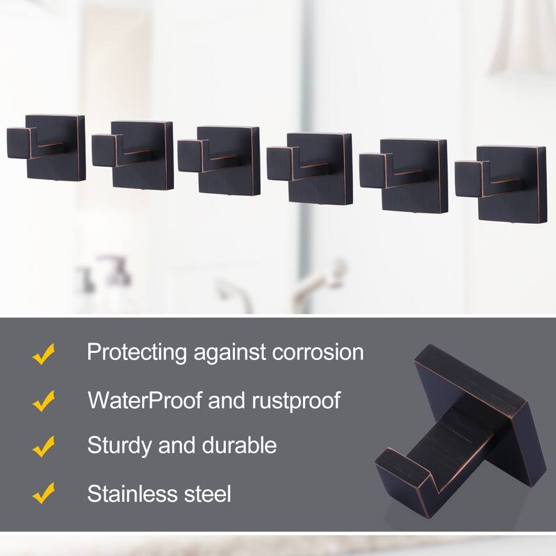 WOWOW J-Hook Wall Mount Robe/Towel Hook 6PCS