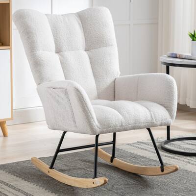 White 30.3" Rocking Chair with Glider