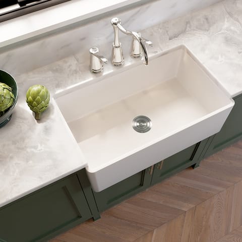 Highpoint Collection 33-inch Matte Stone Farmhouse Sink with Accessories