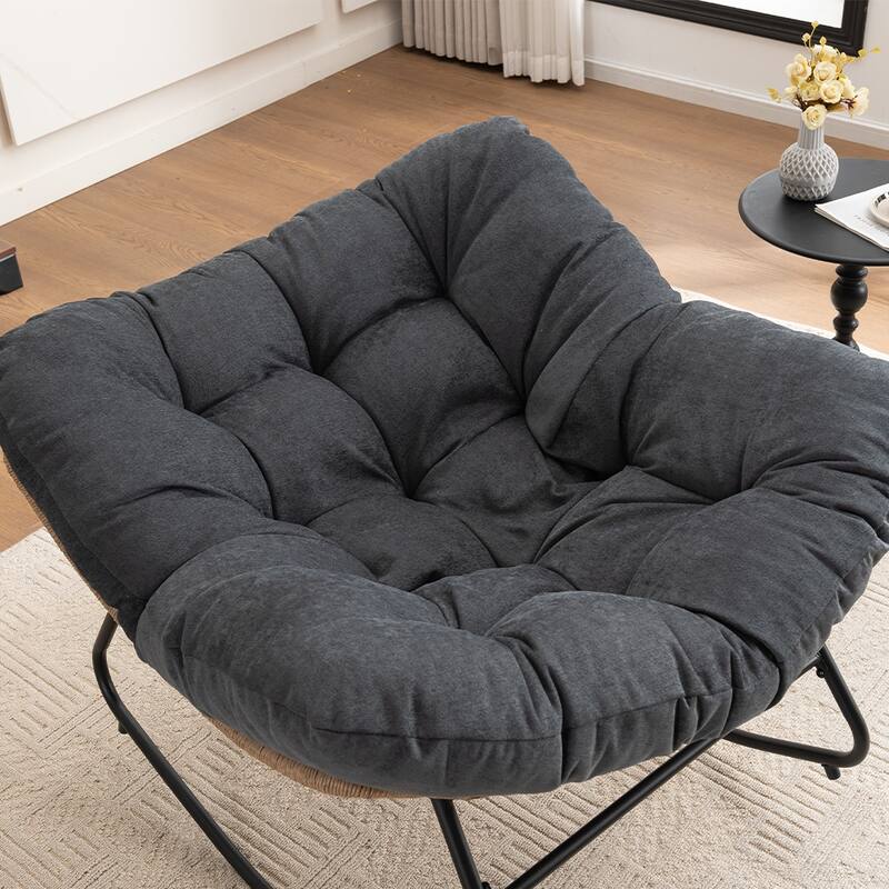 Chenille Soft Upholstered Modern Rocking Chair - Black