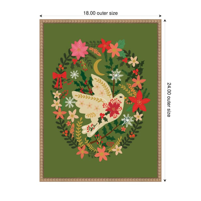 Kate and Laurel Sylvie Beaded Dove Christmas Framed Canvas by Mia Charro