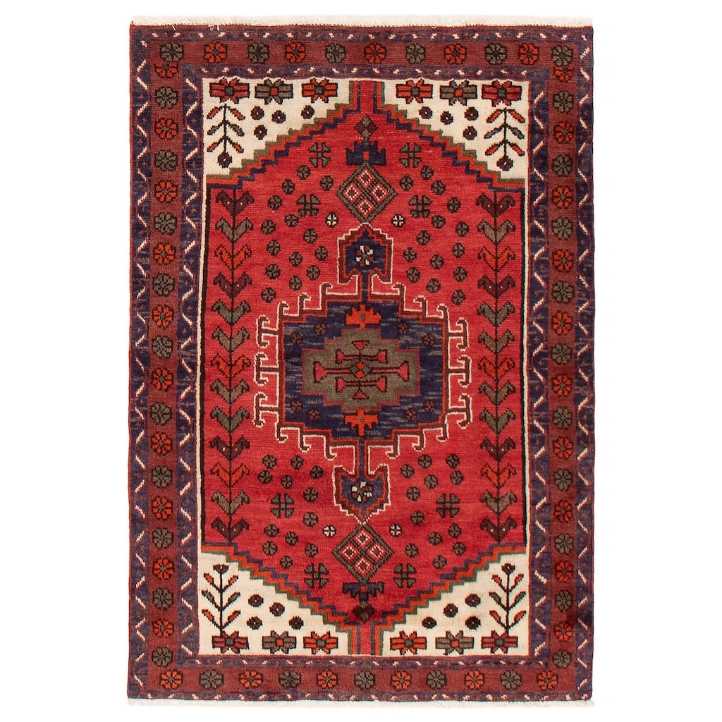 ECARPETGALLERY Hand-knotted Andelz Red Wool Rug - 3'1 x 4'9