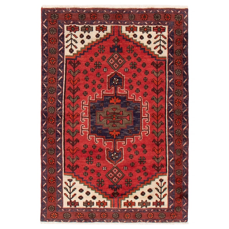 ECARPETGALLERY Hand-knotted Andelz Red Wool Rug - 3'1 x 4'9 - Red - 3'1 x 4'9