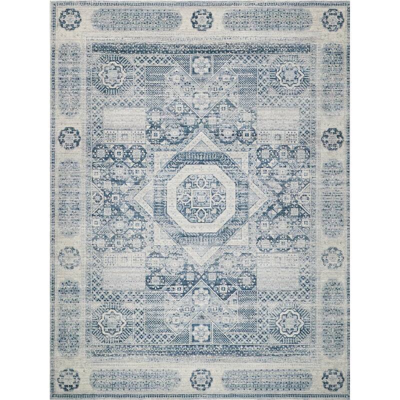 Vintage Looms Light Blue/Blue Polyester powerloom Area Rug