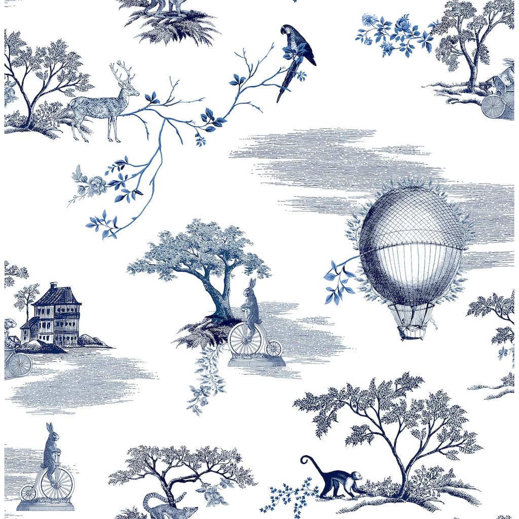 NuWallpaper Whimsy Navy Fairytale Toille Novelty Peel & Stick Wallpaper