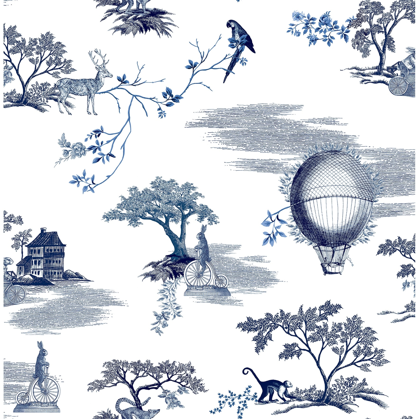 NuWallpaper Whimsy Navy Fairytale Toille Novelty Peel & Stick Wallpaper