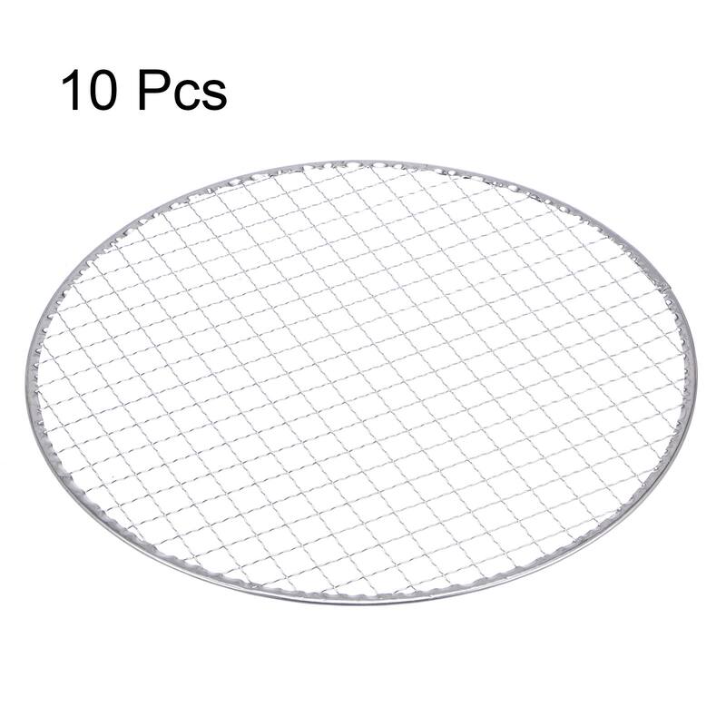 10pcs Round BBQ Grill Net 11.6" Dia Galvanized Iron Barbecue Mesh Mat for Baking