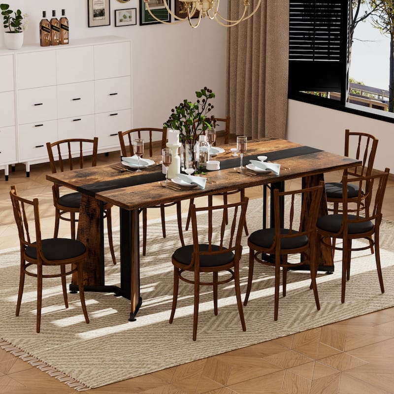 70.9"Rectangular Large Dining Table, Waterproof Large Desk for 8 People, Deluxe Family Dining Table with Adjustable Legs
