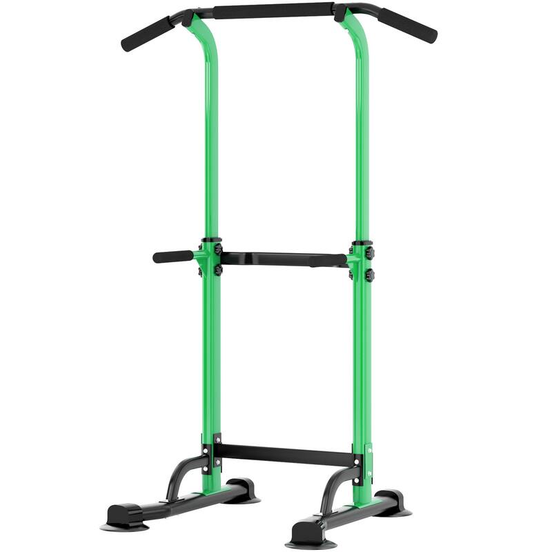 Adjustable Height Power Tower Pull Up Bar Station Home Gym Workout Equipment - Green/Black