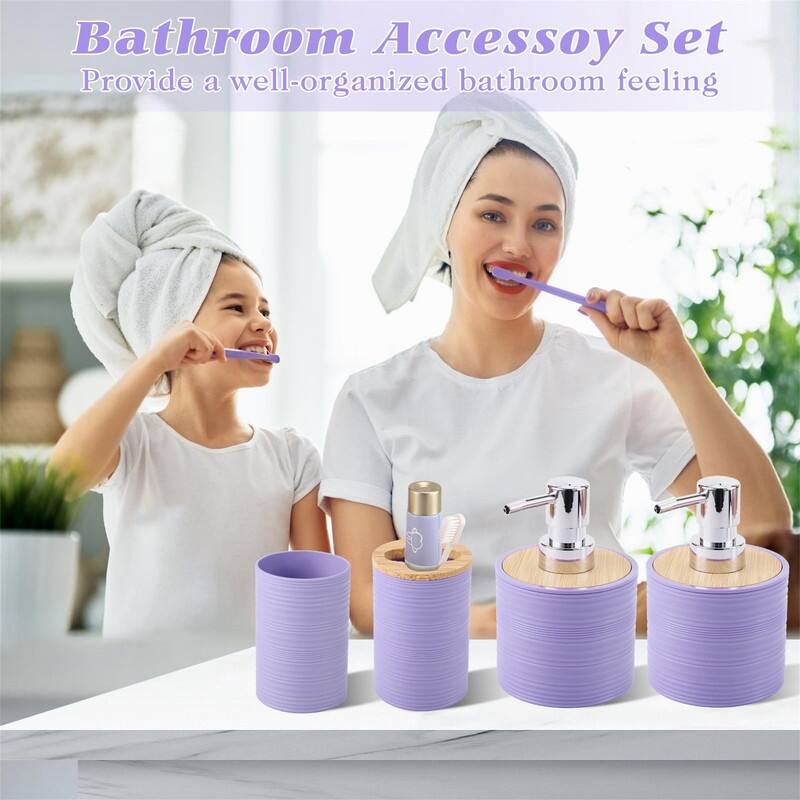 Bathroom Accessories Set with Trash Can - 1 x 1 x 1