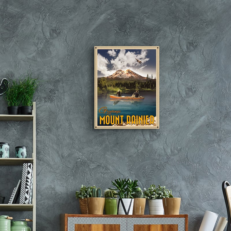 Mount Rainier by Old Red Truck Canvas Art Print
