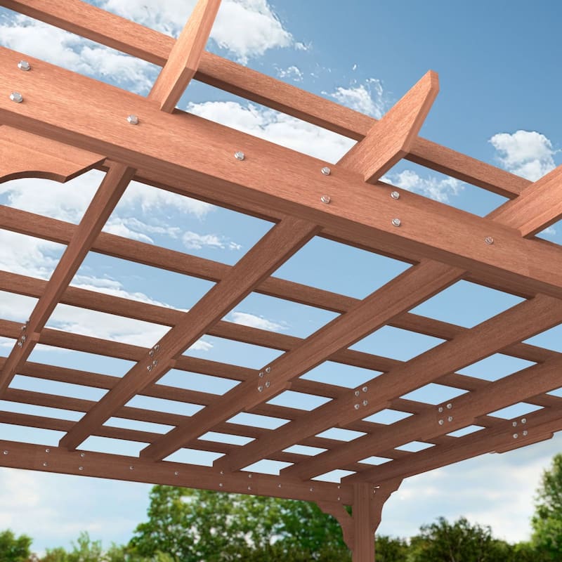 VEIKOUS Outdoor Cedar Wood Pergola Gazebo Kit with Flat Roof Trellis for Patio, Deck, Garden and Backyard
