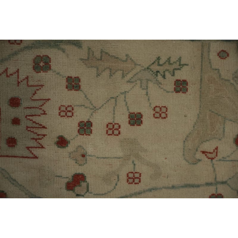 Hand Knotted Oriental 100% Wool Carpet Traditional Floral Beige & Ivories Ziegler Area Rug - 13' 7'' X 9' 9''