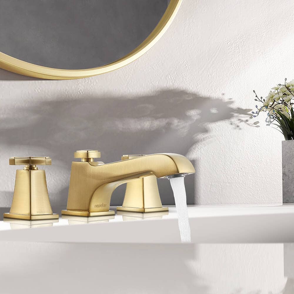 YASINU Two Handles Widespread Cross Handle Bathroom Faucet with Drain