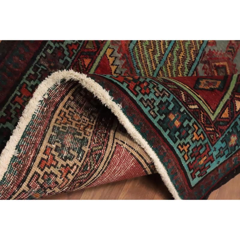 Hand Knotted Oriental 100% Wool Carpet Traditional Geometric Multi-Colored Ardebil Runner Rug - 10' 10'' X 3' 6''