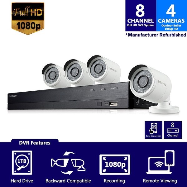 SDH-B74041 - Samsung 8 Channel 1080 Full HD HD Video Security System with 4 Outdoor Cameras (Refurbished)