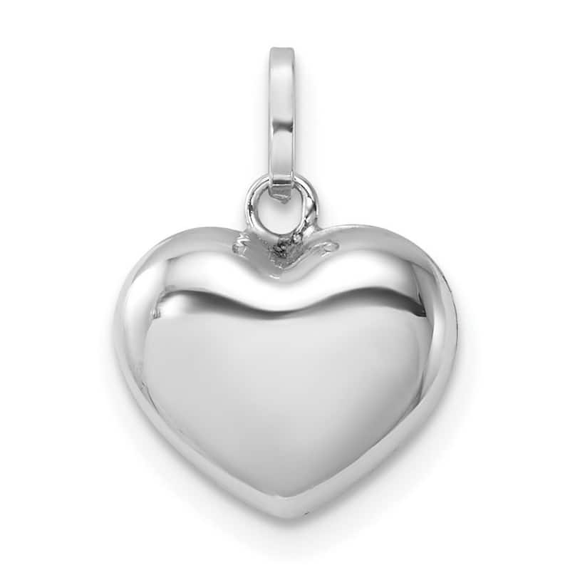 Curata 14k White Gold 18" Polished Puffed Heart Necklace - 12.2x15.3mm