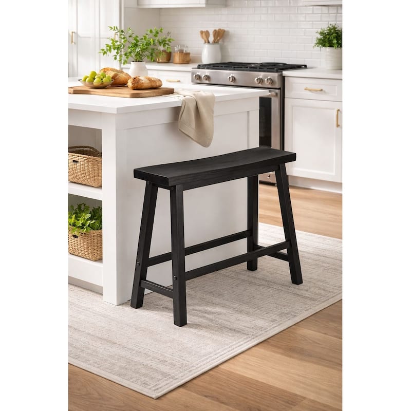 Sonoma Wood Saddle Dining Bench - Black Charcoal