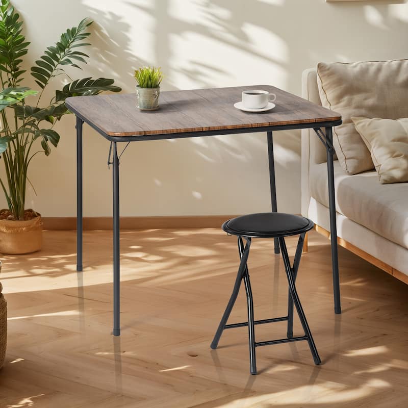 Industrial Style Dining Table - 31.6 x 31.6 x 27.8 Inches, Wooden Top with Black Metal Frame, Ideal for Home and Office Use