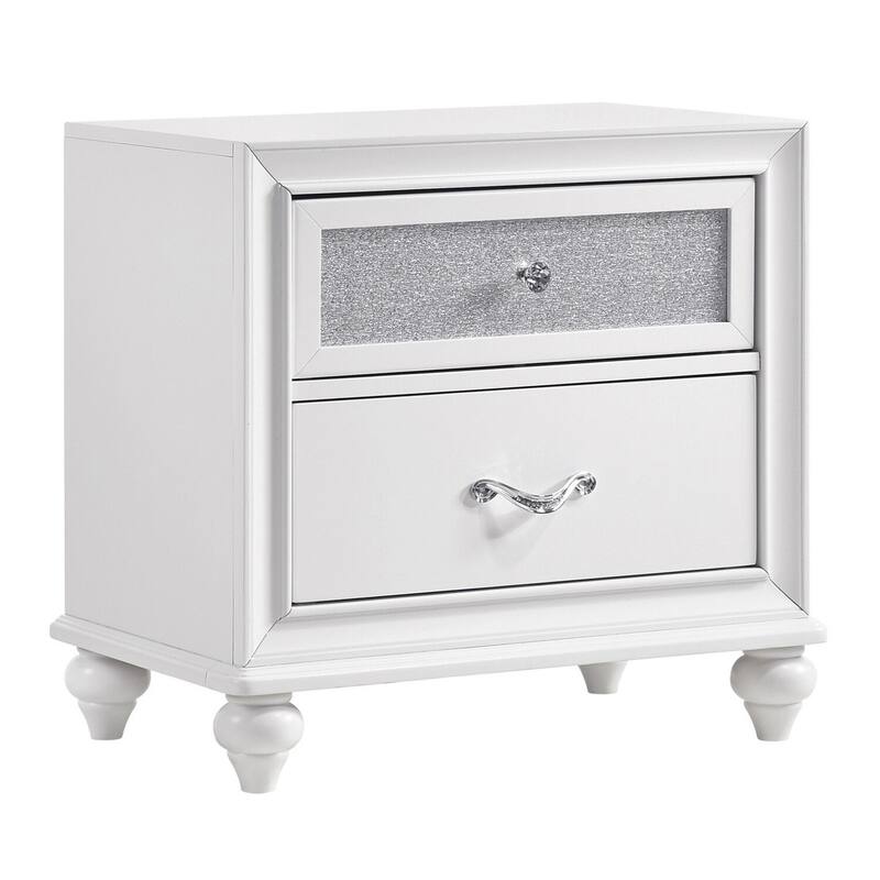 White 2 Drawer 25.25 in. W Nightstand with Sturdy Hardware and Ample Storage
