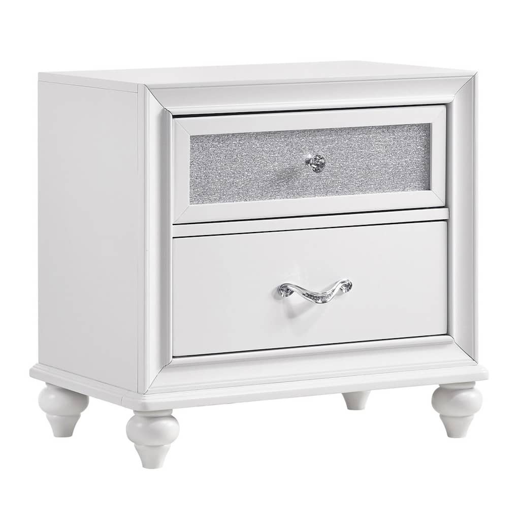 White 2 Drawer 25.25 in. W Nightstand with Sturdy Hardware and Ample Storage