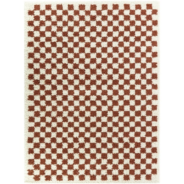 Covey Plush Checkered Thick Shag Rug - 2'2" x 7' Runner - Burnt Orange