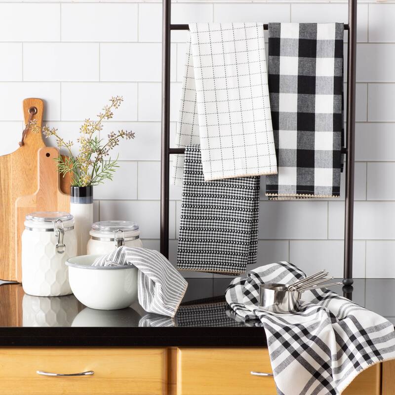 DII Black Farmhouse Woven Dishtowel (Set of 5)
