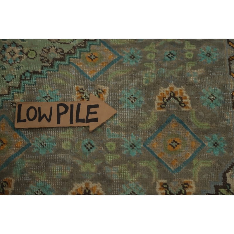 Hand Knotted Oriental 100% Wool Carpet Traditional Floral Greys & Charcoal Tabriz Area Rug - 9' 3'' X 6' 5''