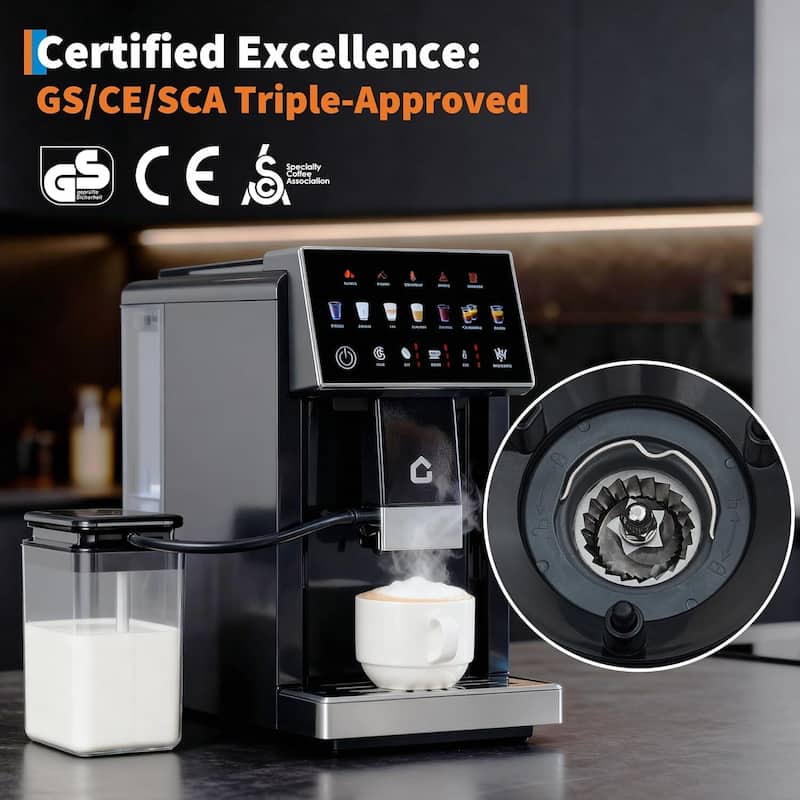 Espresso Coffee Maker , with Removable Brewer and Milk Frother