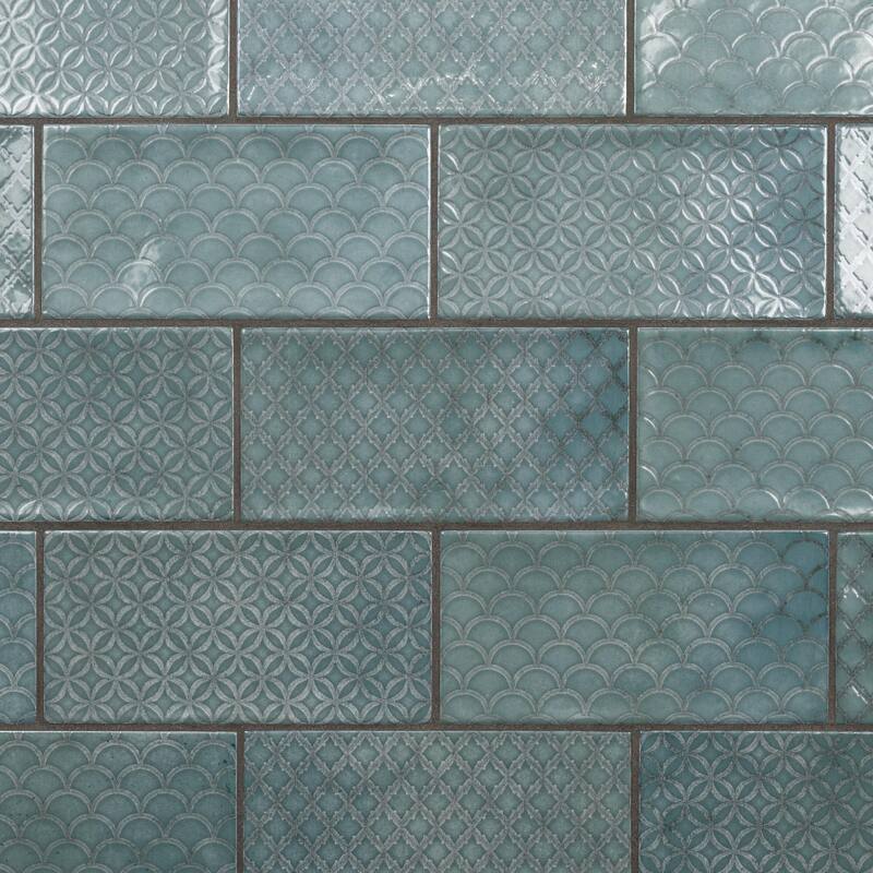 Merola Tile Camden Decor Emerald 4" x 8" Ceramic Wall Tile
