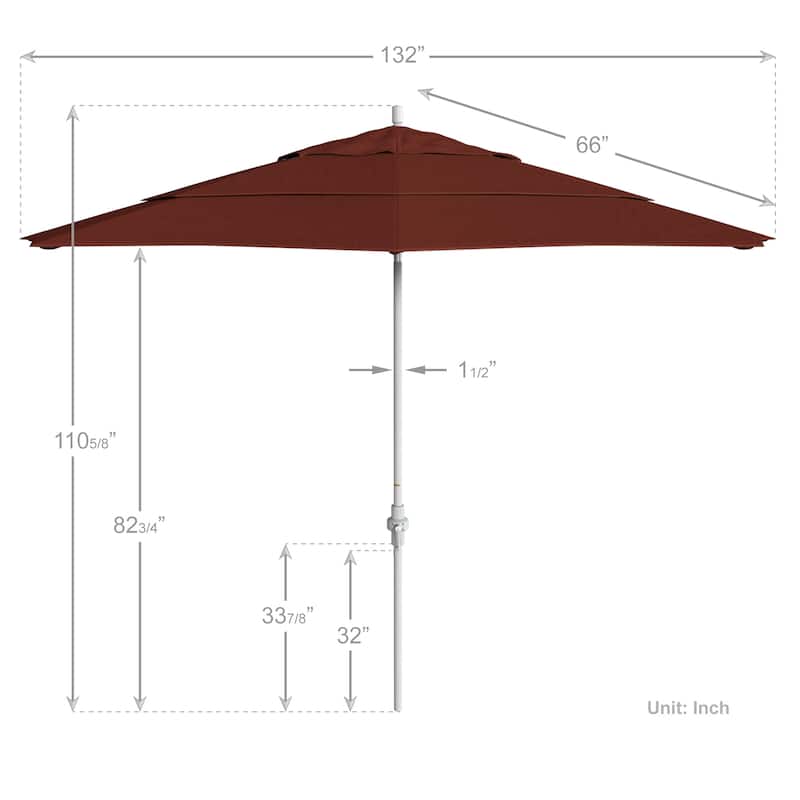 California Umbrella 11' Sun Master Patio Umbrella White Aluminum Pole Fiberglass Ribs Crank Lift Tilt Sunbrella Pacific Blue