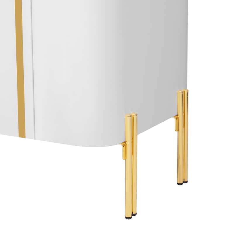 Modern TV Storage Stand with 4 Drawers, 1 Cabinet, Wood Entertainment Center with Gold Legs for Living Room,TVs up to 80"