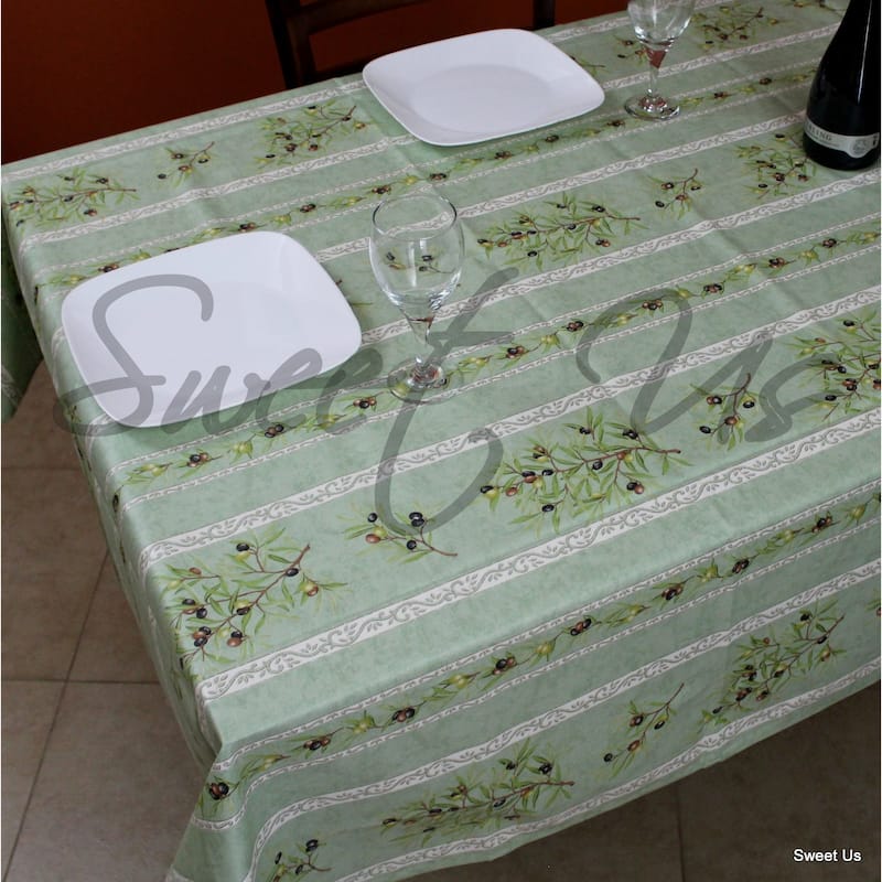Wipeable Spill Resistant Provencal Cotton Cannes Collection Tablecloth