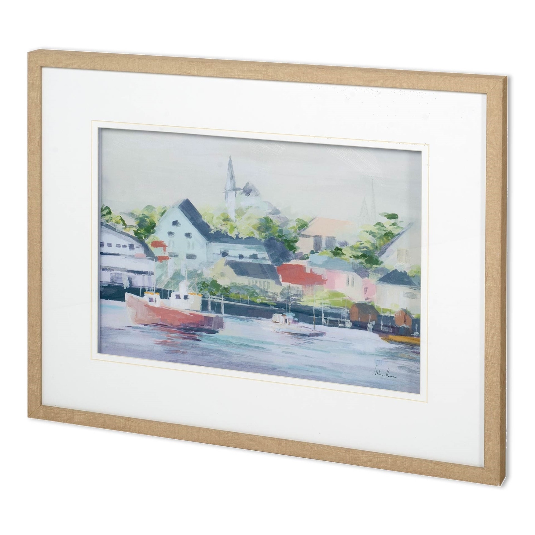Home Port I by Mercana Studio a Hand Embellished Textured Framed Art Print Matted under Glass